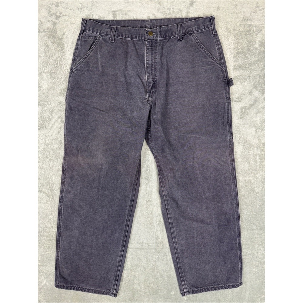 Vintage Carhartt Carpenter Duck Canvas Pants Men 36x34 Gray Dungaree Fit B11 PTB